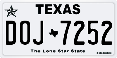 TX license plate DOJ7252