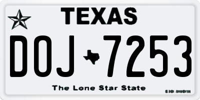 TX license plate DOJ7253