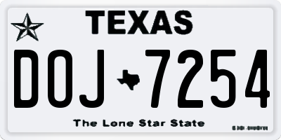 TX license plate DOJ7254