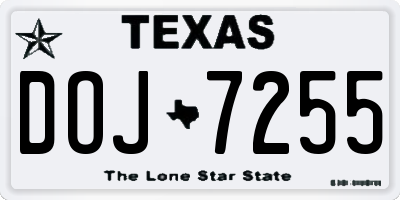 TX license plate DOJ7255