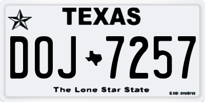 TX license plate DOJ7257
