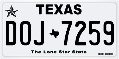 TX license plate DOJ7259