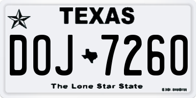 TX license plate DOJ7260