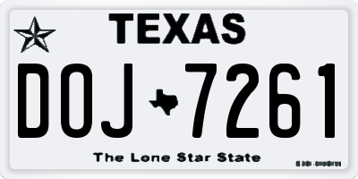 TX license plate DOJ7261