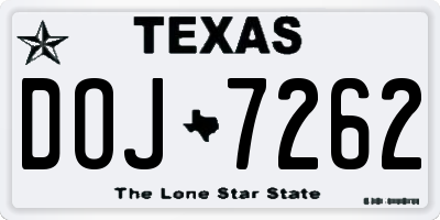 TX license plate DOJ7262