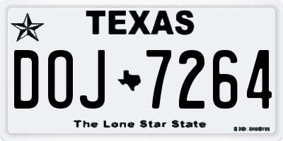 TX license plate DOJ7264