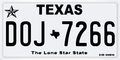 TX license plate DOJ7266