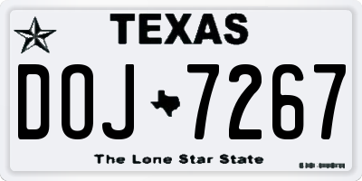 TX license plate DOJ7267