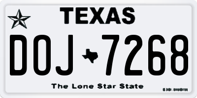 TX license plate DOJ7268
