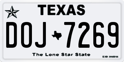 TX license plate DOJ7269