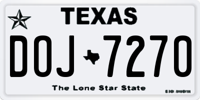 TX license plate DOJ7270