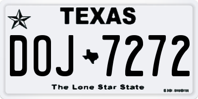 TX license plate DOJ7272