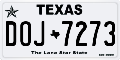 TX license plate DOJ7273