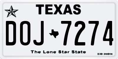 TX license plate DOJ7274