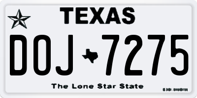 TX license plate DOJ7275