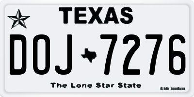 TX license plate DOJ7276