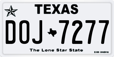 TX license plate DOJ7277