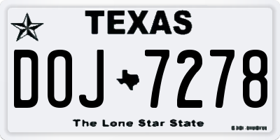 TX license plate DOJ7278