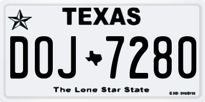 TX license plate DOJ7280