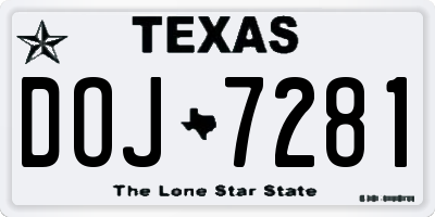 TX license plate DOJ7281