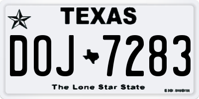 TX license plate DOJ7283