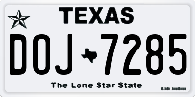 TX license plate DOJ7285