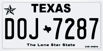 TX license plate DOJ7287
