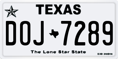 TX license plate DOJ7289