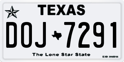 TX license plate DOJ7291