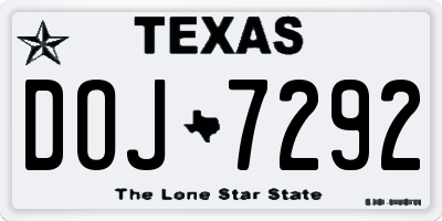 TX license plate DOJ7292