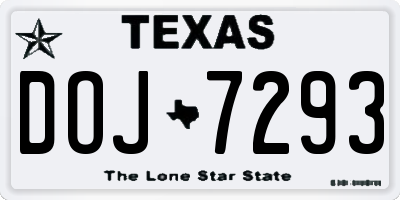 TX license plate DOJ7293