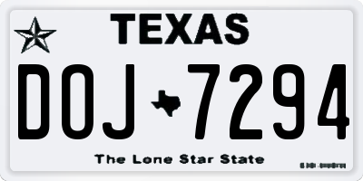 TX license plate DOJ7294