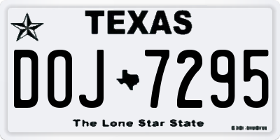 TX license plate DOJ7295