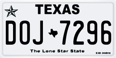TX license plate DOJ7296