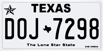 TX license plate DOJ7298