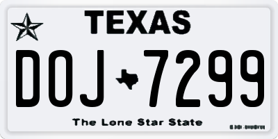 TX license plate DOJ7299