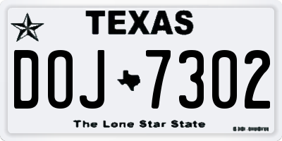 TX license plate DOJ7302