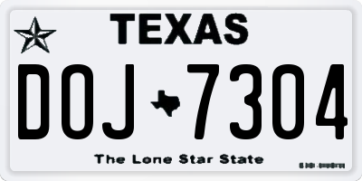 TX license plate DOJ7304