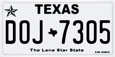 TX license plate DOJ7305