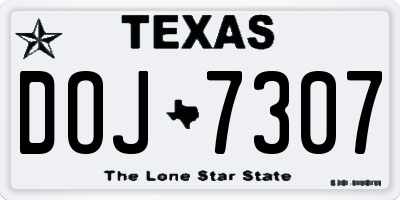 TX license plate DOJ7307