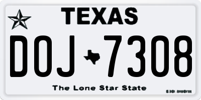 TX license plate DOJ7308