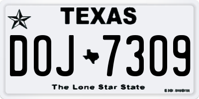 TX license plate DOJ7309