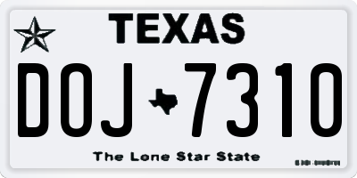 TX license plate DOJ7310
