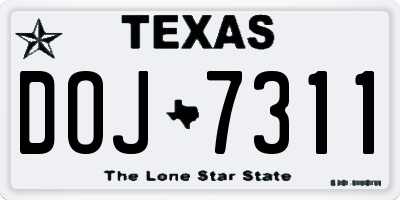 TX license plate DOJ7311