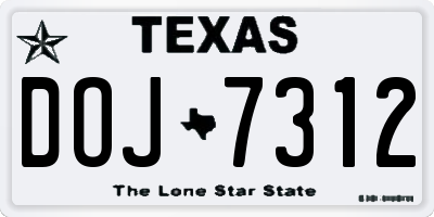 TX license plate DOJ7312