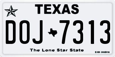 TX license plate DOJ7313
