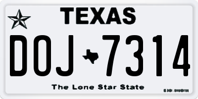 TX license plate DOJ7314
