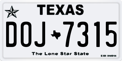 TX license plate DOJ7315
