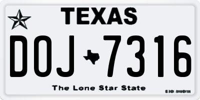 TX license plate DOJ7316