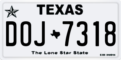 TX license plate DOJ7318